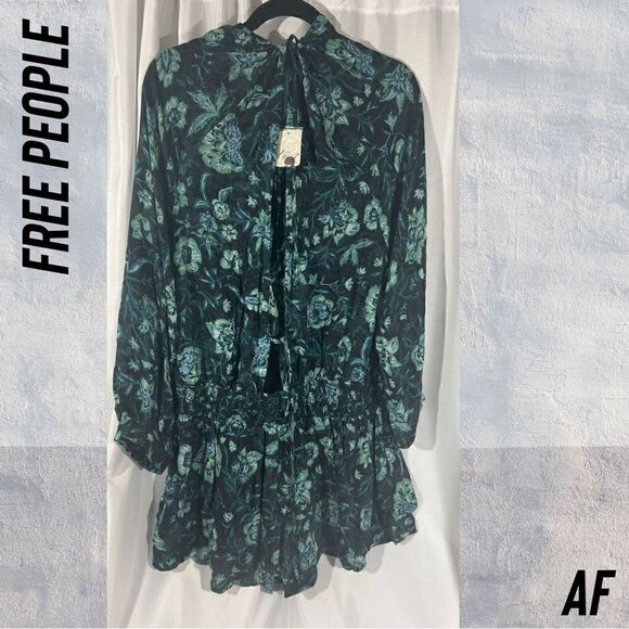 FREE PEOPLE DANCE TILL DAWN ROMPER NWT IN BLUE COMBO - Picture 4 of 6